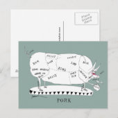 Postale bouchers découpe cochon, tony fernandes carte post (Devant / Derrière)