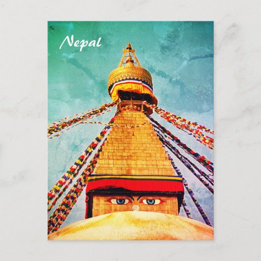 Postale Boudhanath Stupa, Bouddha Eyes, Népal Carte postal (Devant)