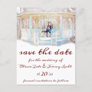 Postale Bougies D'Hiver & Neige Enregistrer La Date Carte