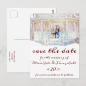 Postale Bougies D'Hiver & Neige Enregistrer La Date Carte  (Devant / Derrière)