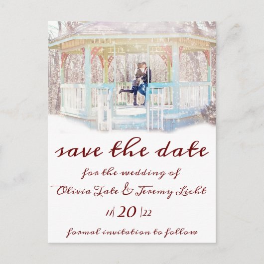 Postale Bougies D'Hiver & Neige Enregistrer La Date Carte  (Devant)