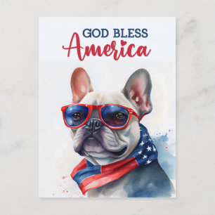 Postale Bouledogue français, Dieu bénisse l'Amérique Carte