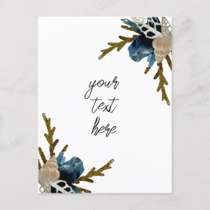 Postale Bouquet floral côtier carte de voeux pliée marine