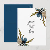 Postale Bouquet floral côtier carte de voeux pliée marine (Devant / Derrière)