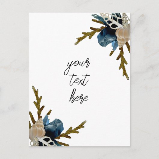 Postale Bouquet floral côtier carte de voeux pliée marine (Devant)