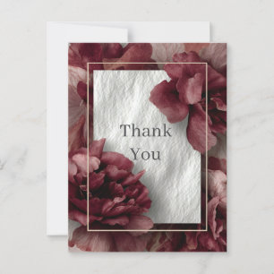 Postale Bourgogne Floral Faux Texture Carte de remerciemen