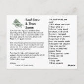 Postale Breaking Bread Recette Carte Collection Boeuf Stew (Dos)