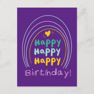 Postale Bright Rainbow Joyeux Anniversaire Carte