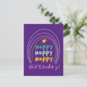 Postale Bright Rainbow Joyeux Anniversaire Carte (Debout devant)