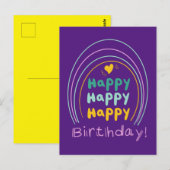 Postale Bright Rainbow Joyeux Anniversaire Carte (Devant / Derrière)