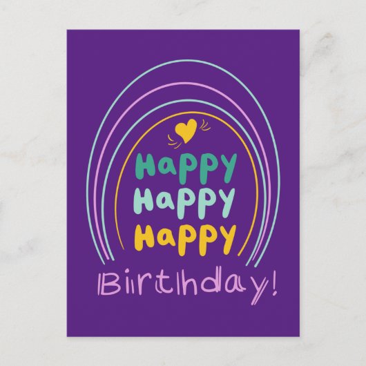 Postale Bright Rainbow Joyeux Anniversaire Carte (Devant)