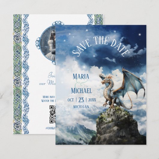 Postale Budget Dragon Wedding Enregistrer la date Carte po (Devant / Derrière)