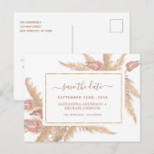 Postale Budget Pampas Grass Boho Enregistrer la date Carte (Devant / Derrière)