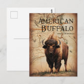 Postale Buffle Américain Sur Une Carte (Devant / Derrière)