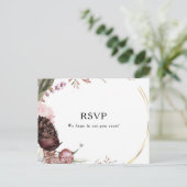 Postale Burgundy Boho Floral Demande de Chanson RSVP Carte (Debout devant)