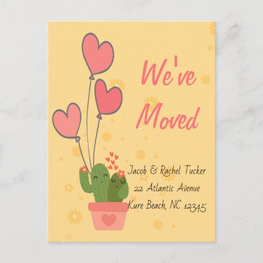 Postale Cactus carte de déménagement nous avons déplacé Mo (Devant)