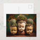 Postale Cactus et semelles de tête succulente Carte postal (Devant / Derrière)