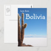 Postale Cactus géant sur la carte texte Salar de Uyuni (Devant / Derrière)
