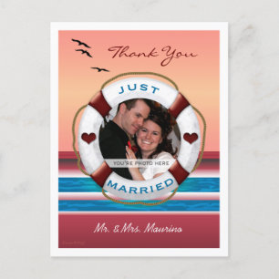 Postale Cadre photo mariage Merci de croisière - Carte pos