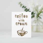 Postale café avec carte de commentaire crème (Debout devant)