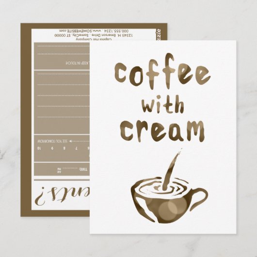 Postale café avec carte de commentaire crème (Devant / Derrière)