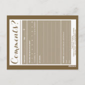 Postale café avec carte de commentaire crème (Dos)