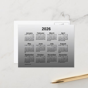 Postale Calendrier Mini 2026 Blanc Décoloré par Janz Carte