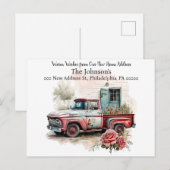 Postale Camion de ramassage rouge Nous avons déplacé carte (Devant / Derrière)