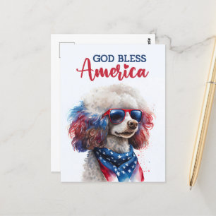 Postale Caniche Patriotique, Dieu Bénisse l'Amérique Carte