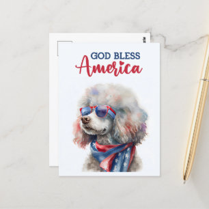 Postale Caniche Patriotique, Dieu Bénisse l'Amérique Carte