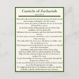 Postale Cantique de Zacharie et carte de prière du Magnifi