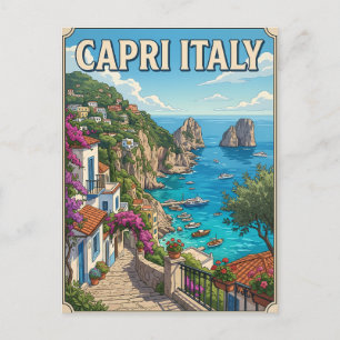 Postale Capri Italie Carte de Voyage Anime Vintage