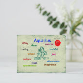 Postale Caractéristiques de l'Aquarius carte zodiaque (Debout devant)