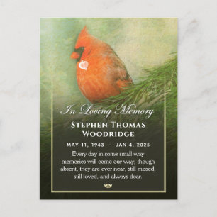 Postale Cardinal dans Carte de Remerciement de Sympathie d