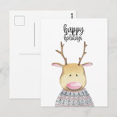 Postale Carte (10,8 cm x 14,2 cm) - Deer (Devant / Derrière)