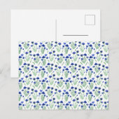 Postale Carte (10,8 x 14,2 cm) - Blue Floral Pattern (Devant / Derrière)