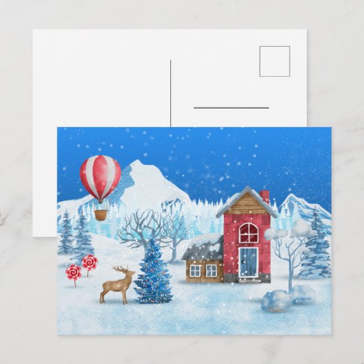 Postale Carte (10,8 x 14,2 cm) - Scène de Noël (Devant / Derrière)