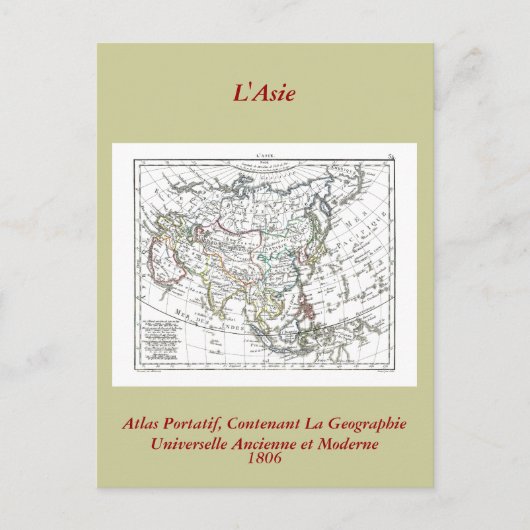 Postale Carte 1806 - L'Asie (Devant)