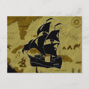 Postale Carte #1, bateau déchiré en lambeaux de pirate