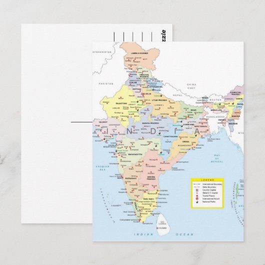 Postale Carte 2 de l'Inde (Devant / Derrière)