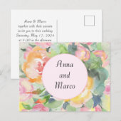 Postale Carte à fleurs d'aquarelle mariage (Devant / Derrière)