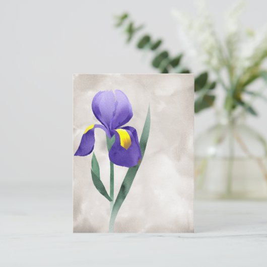 Postale carte à fleurs d'iris pourpre (Debout devant)