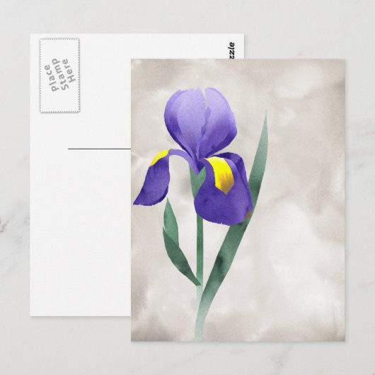 Postale carte à fleurs d'iris pourpre (Devant / Derrière)