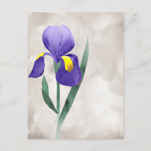 Postale carte à fleurs d'iris pourpre
