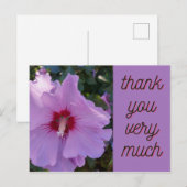 Postale Carte à fleurs Hibiscus rose Merci (Devant / Derrière)