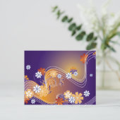 Postale carte à fleurs rayées (Debout devant)