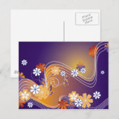 Postale carte à fleurs rayées (Devant / Derrière)