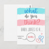 Postale Carte à gratter de révélation du sexe (simulé) (Devant / Derrière)