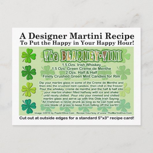 Postale Carte à recette Martini de la Saint Patrick de Bla (Devant)