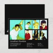 Postale Carte Acteur/Modèle Black Headshot (Devant / Derrière)